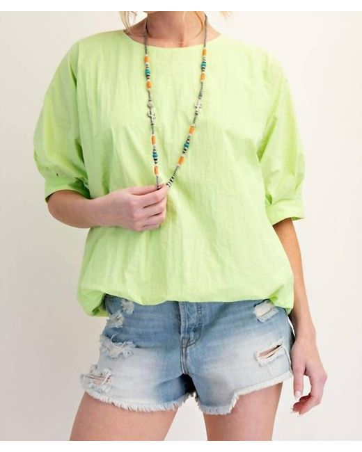 Easel Green Parachute Bubble Woven Top