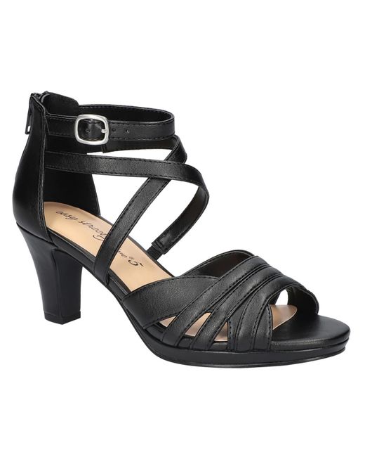 Easy Street Black Crissa Faux Leather Strappy Ankle Strap