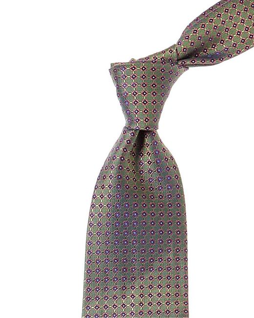 Brooks Brothers Gray Bright Green Mini Geo Neat Silk Tie for men
