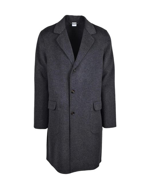 Aspesi Blue Double-Breasted Wool Coat for men
