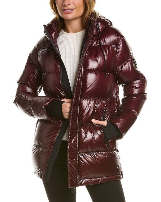 Rudsak Jojo Leather-trim Down Coat in Brown | Lyst