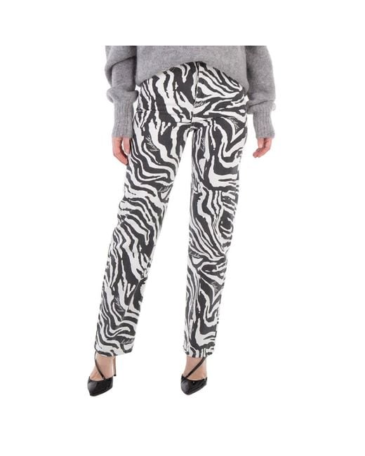 ROTATE BIRGER CHRISTENSEN Black Printed Straight Zebra Jeans