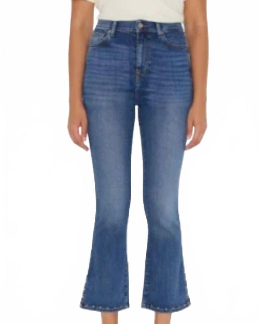 7 For All Mankind Blue High Waisted Slim Kick With Studs Jeans