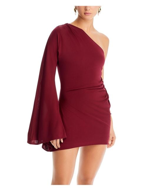 Cult Gaia Red Amani One Shoulder Mini Cocktail And Party Dress