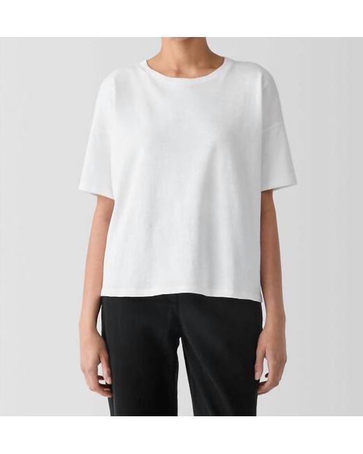 Eileen Fisher White Cozy Organic Cotton Slub Tee