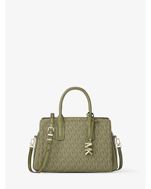 Michael Kors Green Laila Small Signature Logo Satchel