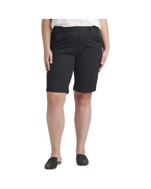Jag Jeans Women's Black Plus Maddie Cotton Mid-Rise Bermuda Shorts