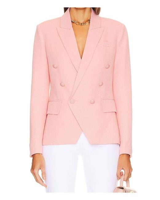 L'Agence Pink Kenzie Double Breasted Blazer