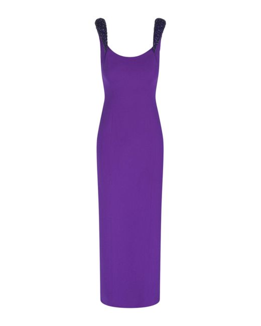 Versace Purple Sequined Sleeve Midi Cocktail Dress