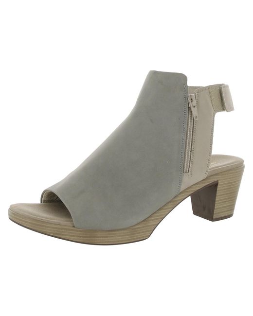 Naot Gray Faux Leather Ankle Heels
