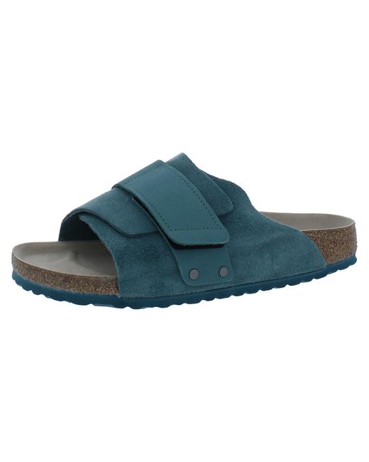 Birkenstock Blue Kyoto Suede Cork Slide Sandals