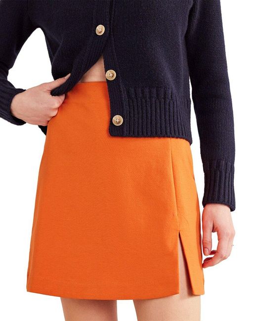Boden Orange Side Split Jersey Mini Skirt