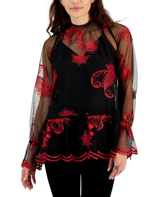 Fever Mesh Embroidered Blouse