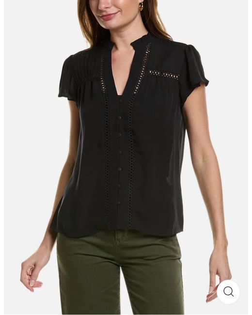 Go> By Go Silk Cro-chez Slvls Top In Washed Black
