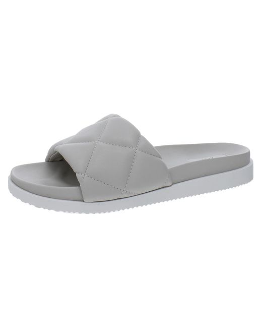 Steven New York Gray Lenz Quilted Slip On Slide Sandals
