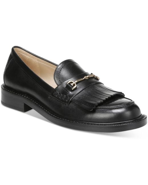 Sam Edelman Black Cammi Leather Fringe Loafer Heels