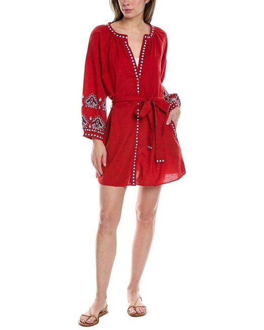 Melissa Odabash Red Tania Linen-blend Mini Dress