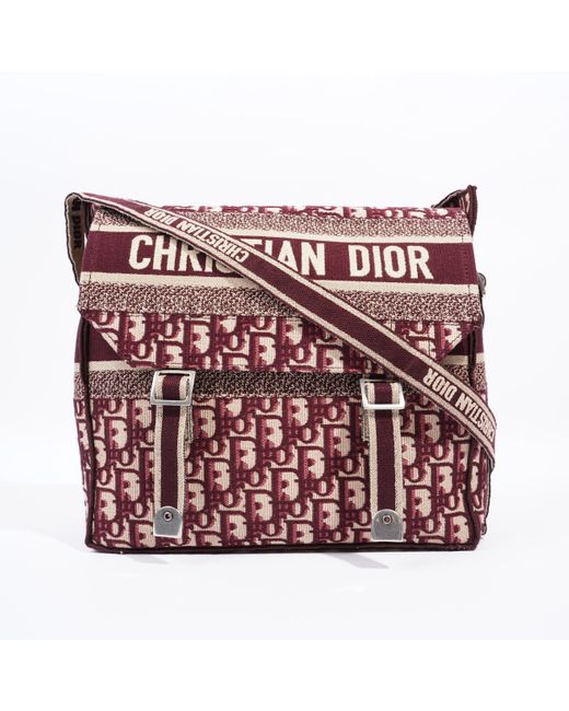Dior Red Diorcamp Messenger Burgundy Dior Oblique Canvas Crossbody Bag