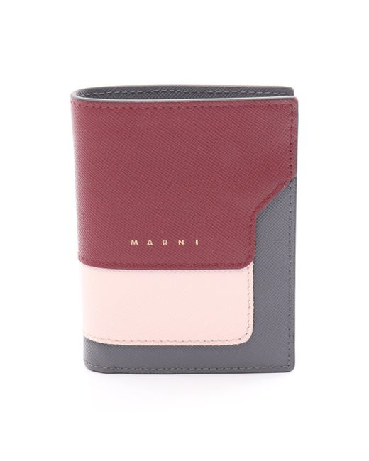Marni Purple Bifold Wallet Bi-fold Wallet Compact Wallet Leather Bordeaux Color