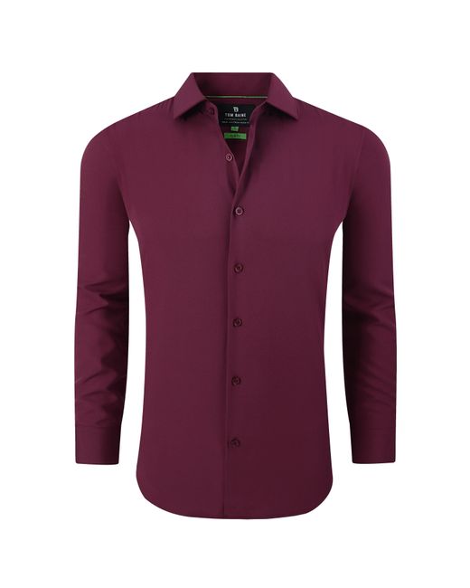 Tom Baine Purple Performance Stretch Solid Button Down for men