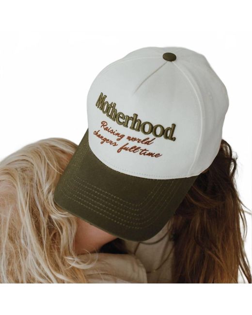 NEW JENESSA WAIT unisex motherhood raising world changer hat in green bill, with Hat: Motherhood: Raising World Changer main image 4