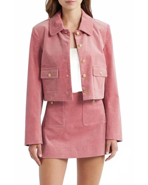 LoveShackFancy Pink Aylin Corduroy Jacket