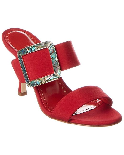 Manolo Blahnik Red Gable 90 Silk Sandal