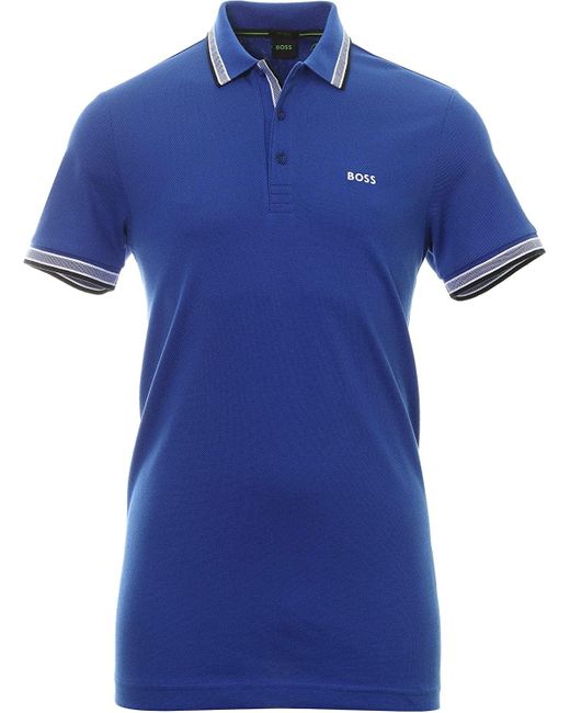 Boss Blue Men Royal Paddy 100% Pique Cotton Short Sleeve Polo T-shirt for men