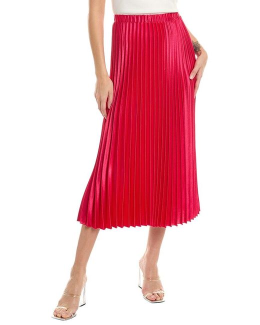 Anne Klein Red Pull-on Pleated A-line Skirt