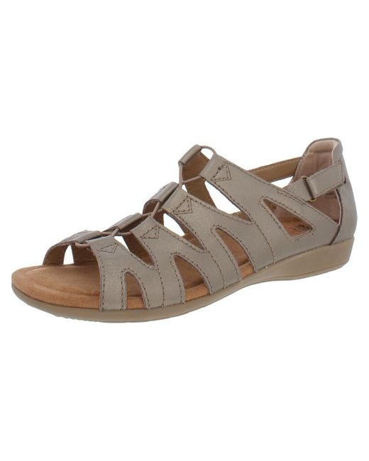 Earth Origins Belder Bea Leather Cut-out Flat Sandals in Brown | Lyst