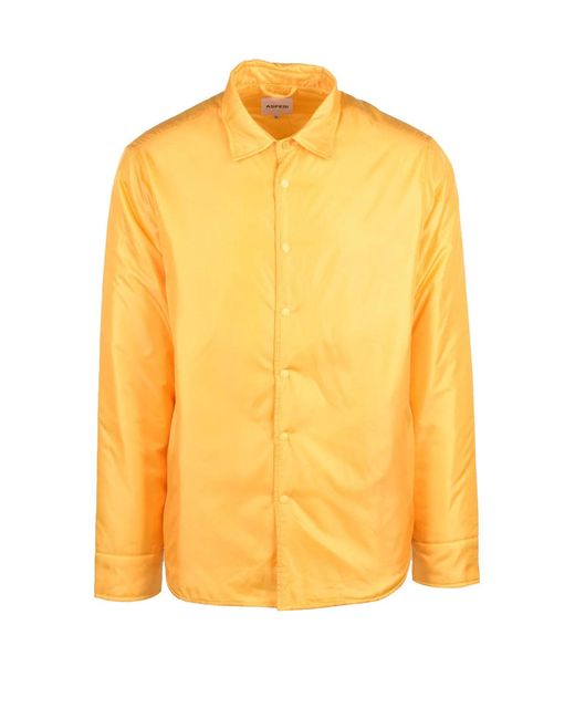 Aspesi Yellow Padded Snap Button Polyamide Shirt for men