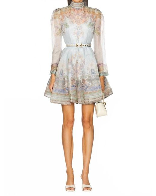 Zimmermann Gray Eden Belted Mini Dress