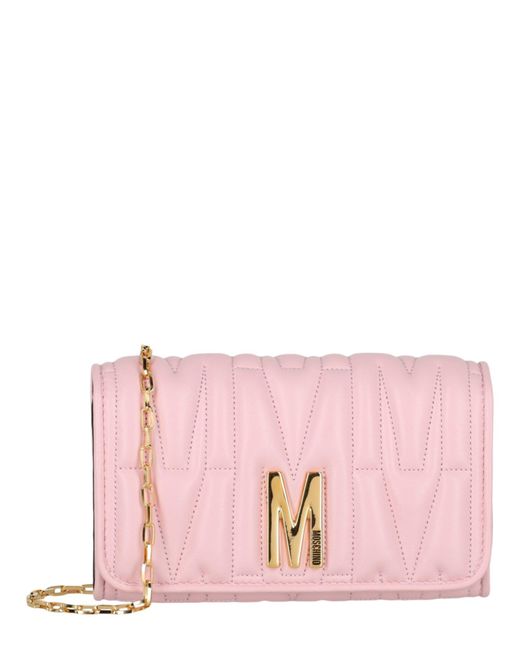Moschino Pink Quilted M Leather Crossbody Bag