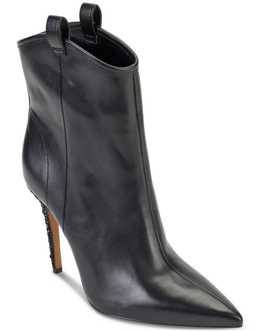 Karl Lagerfeld Black Clea Leather Embellished Ankle Boots