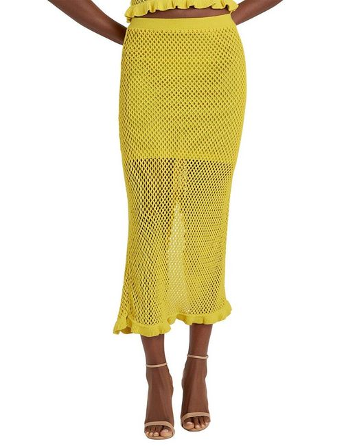 Cinq À Sept Yellow Kerry Knit Skirt