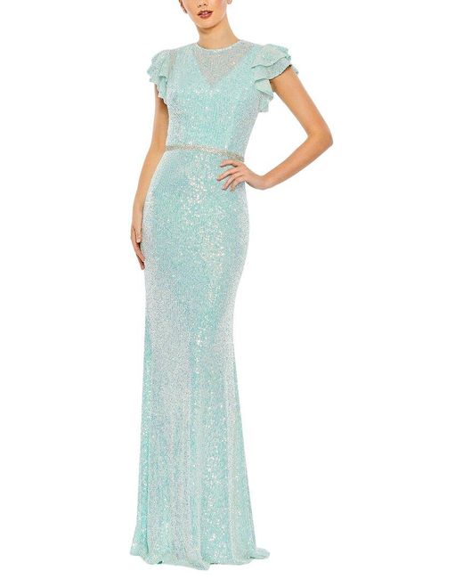 Mac Duggal Blue Sequined Gown