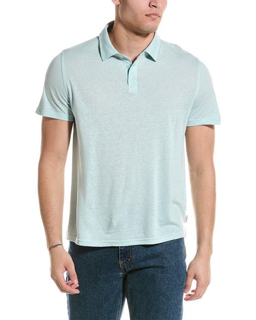 Onia Blue Linen-blend Polo Shirt for men