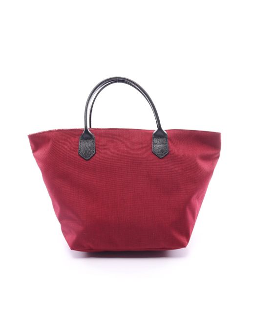 Herve Chapelier Red Leather Handle Boat-shaped Tote M Handbag Tote Bag Nylon Leather Bordeaux