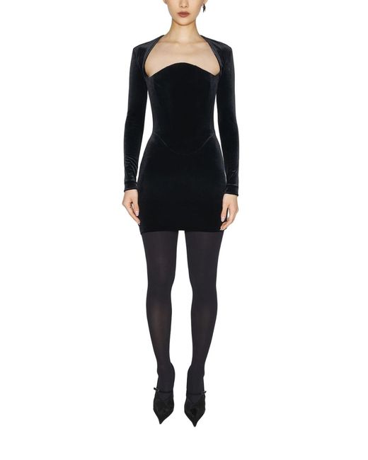 Mugler Black Form-Fitting Mini Dress
