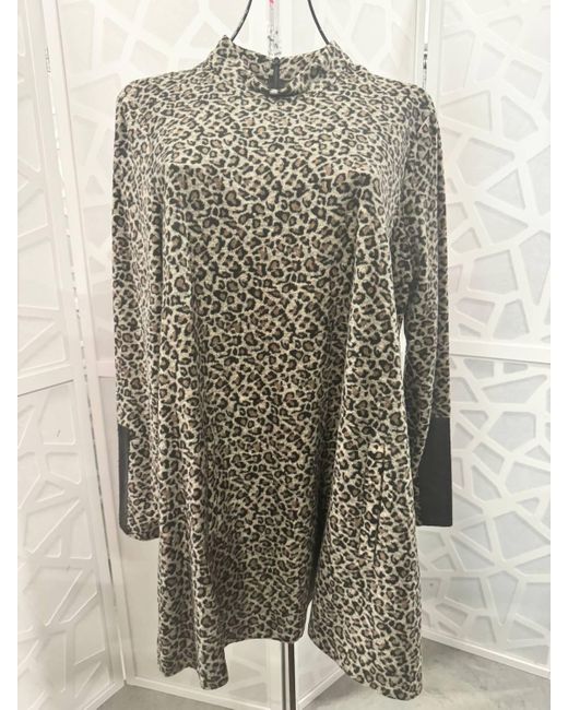tyler boe Brown Leopard Print A-Line Dress