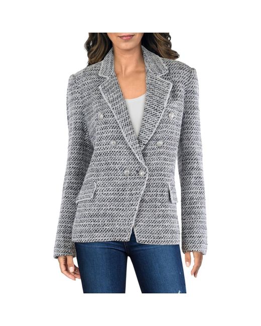 Generation Love Gray Herringbone Shoulder Pads One-Button Blazer