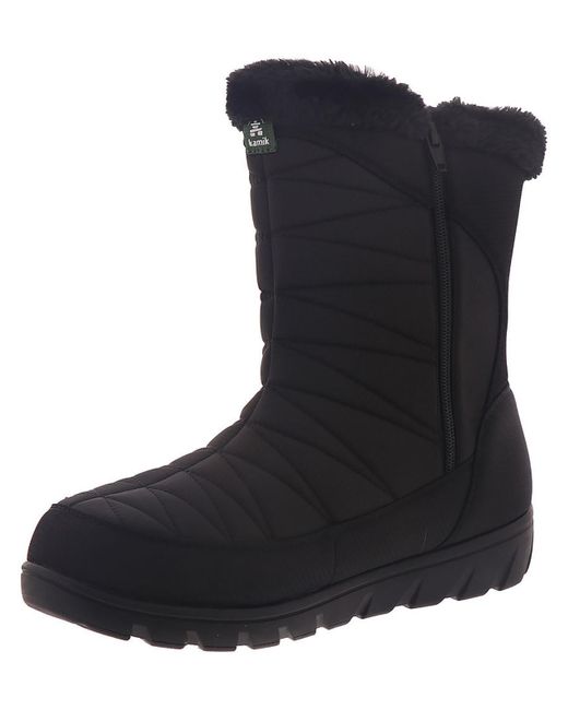 Kamik Black Hannah Zip Cozy Cold Weather Winter & Snow Boots