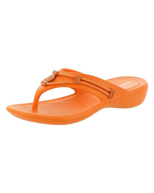 Minnetonka Orange Silverthorne Prism Thong Slip On Flip-flops