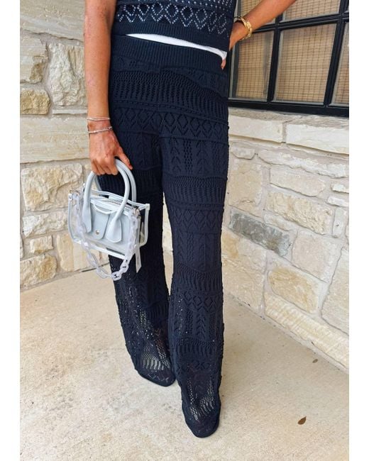 Elan Blue Carly Crochet Pant