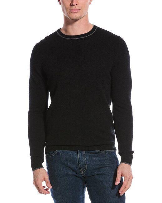 Qi Black Cashmere Contrast Trim Cashmere Sweater for men