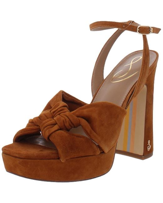 Sam Edelman Brown Kristen Knot-Front Platform Sandals