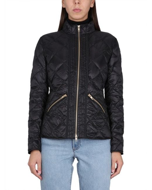 Fay Black Quilted Down Jacket With High Collar
