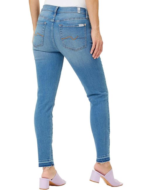 7 For All Mankind Blue Gwenevere Mid-rise Ankle Skinny Jeans