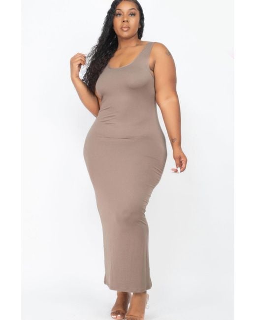 TRUEDAMES Gray Plus Size Solid Basic Maxi Dress