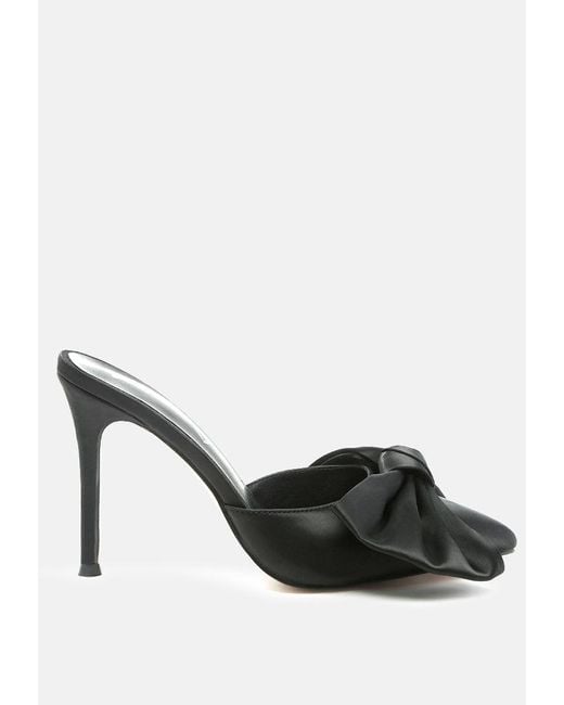 LONDON RAG Black Sidonie High Heel Bow Tie Mules